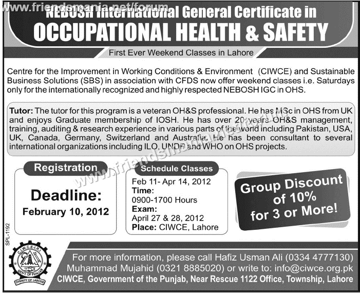 Certificate in Occupational Health amp; Safety, Sstainable Business 