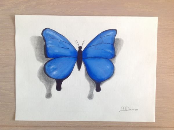 eerste pastel(krijt) tekening: vlinder - tekenen en schilderen