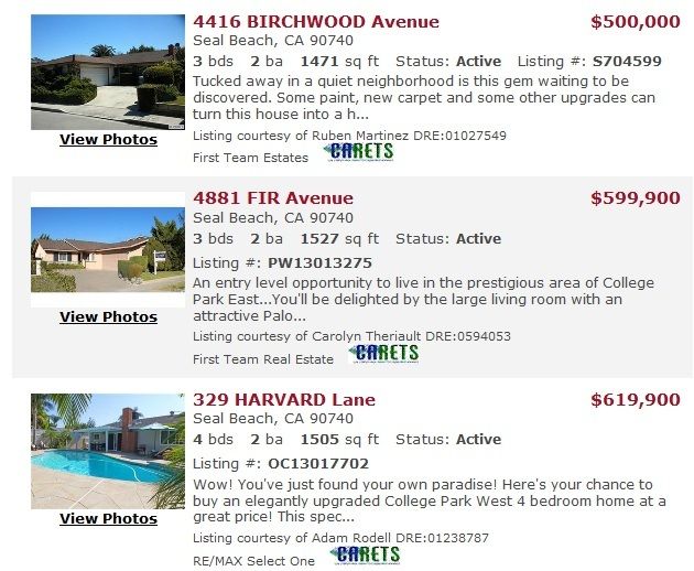 List of homes for sale in Seal Beach