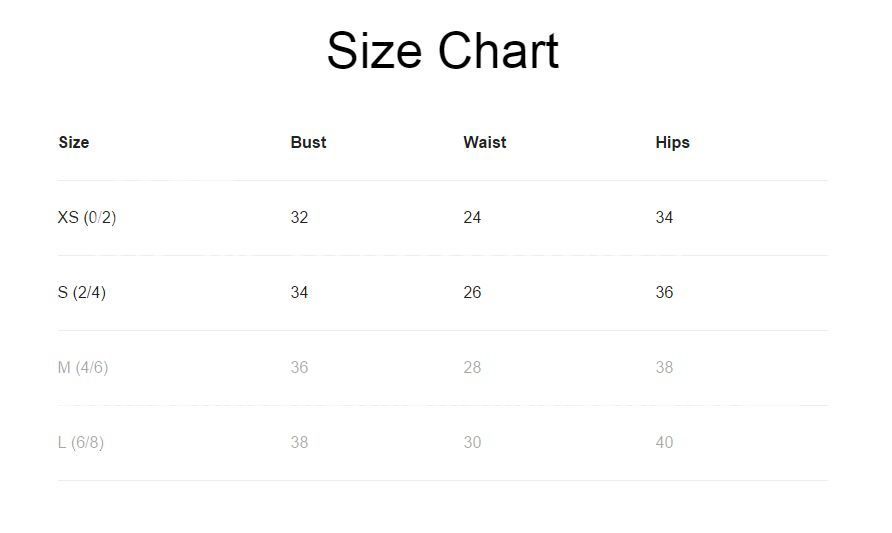 Lucy Paris Size Chart